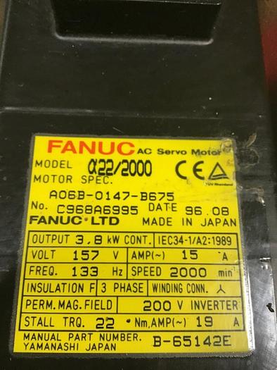 Used FANUC AC Servo Motor A06B-0147-B675 #125034