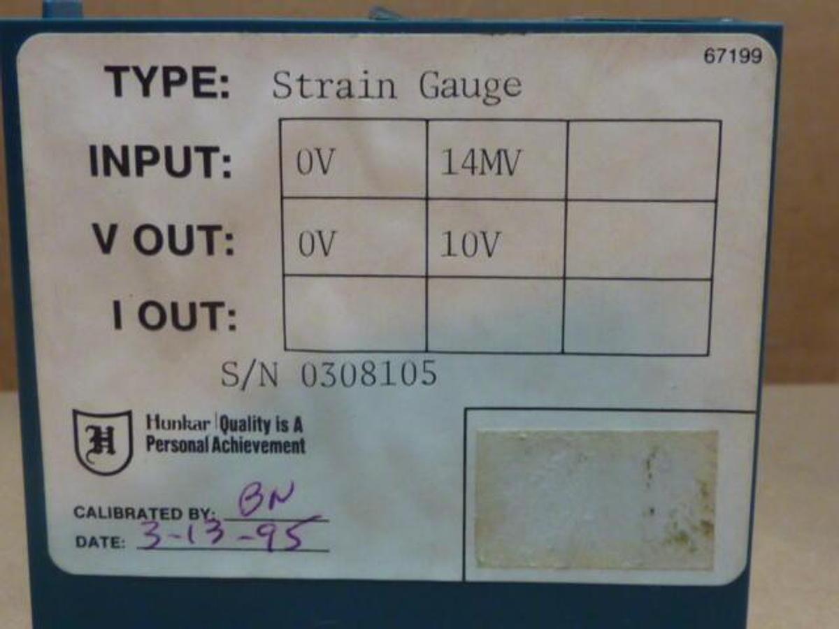 Used HUNKAR LABS Strain Gauge 60463 Used