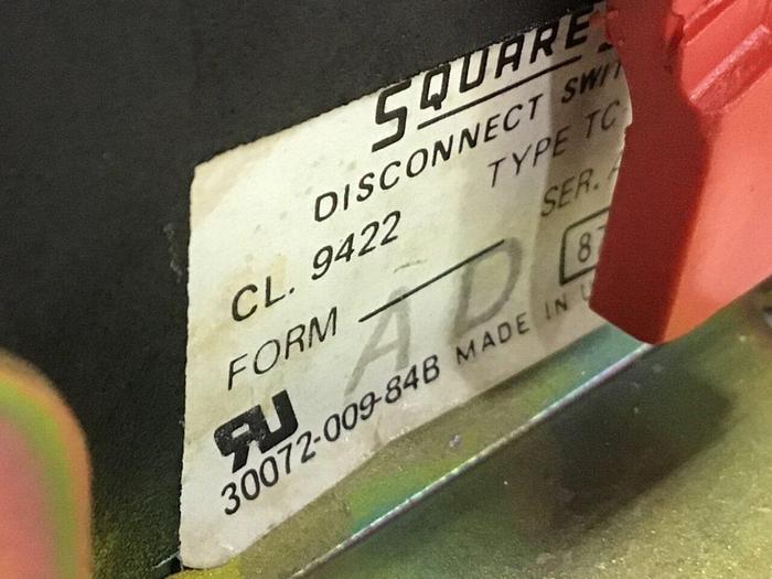 Used SQUARE D Disconnect Switch 9422-TC-3 #141065