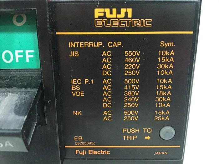 Used FUJI ELECTRIC 225 Amp Circuit Breaker EA203B-225 #140558