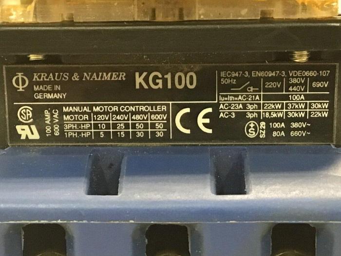 Used KRAUS & NAIMER Manual Motor Control KG100 #129541