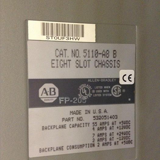 Used ALLEN BRADLEY 8 Slot Chassis 5110-A8 SER B #73866 DNL SCRAPPED