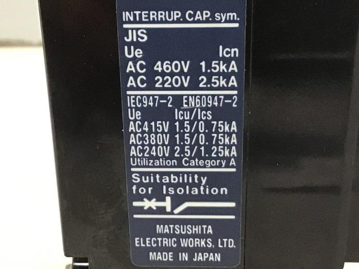Used MATSUSHITA 3 Amp Circuit Breaker BC-30N-3-2P USED