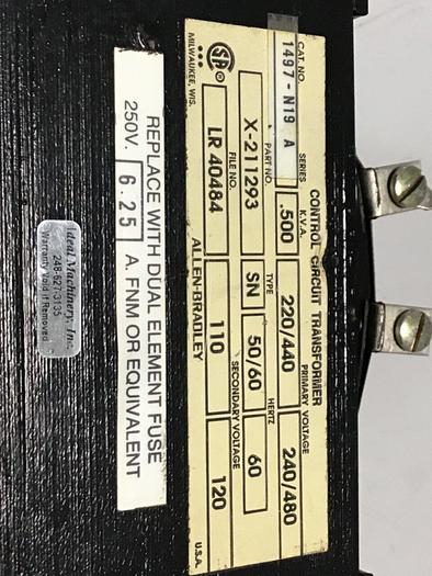 Used ALLEN BRADLEY .500 kVA Transformer 1497-N19 SER A #56666