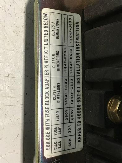 Used ALLEN BRADLEY 30 Amp Fuse Block Plate 1494F-C633 SER B #140978
