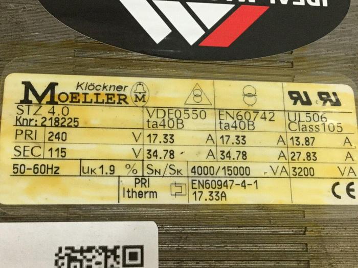 Used KLOCKNER MOELLER Transformer STZ4.0 #103199
