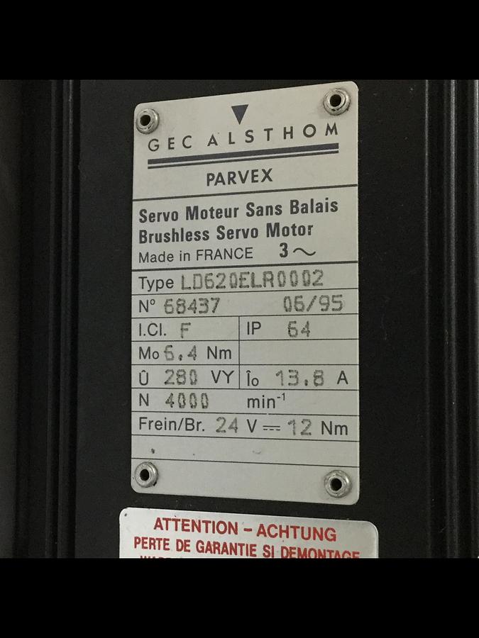 Used GEC ALSTHOM Brushless Servo Motor LD620ELR0002 #109239