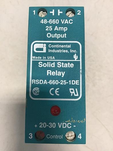 Used CONTINENTAL INDUSTRIES Solid State Relay RSDA-660-25-1DE #138572