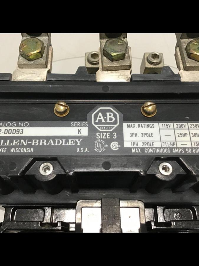 Used ALLEN BRADLEY Contactor 702-DOD93 SER K USED