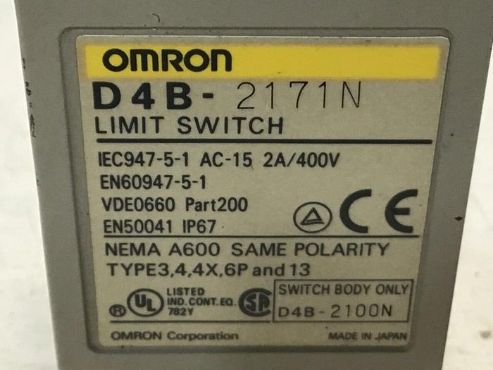 Used OMRON Limit Switch D4B-2171N #121561