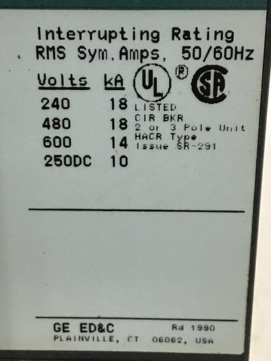 Used GE 50 Amp Breaker TED136050 / DISCONNECT #136683