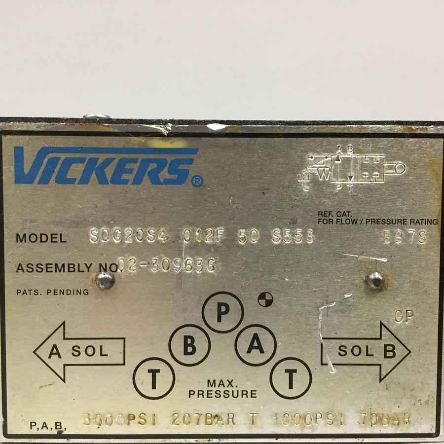 Used VICKERS Valve SDG20S4 012F 50 S553 USED