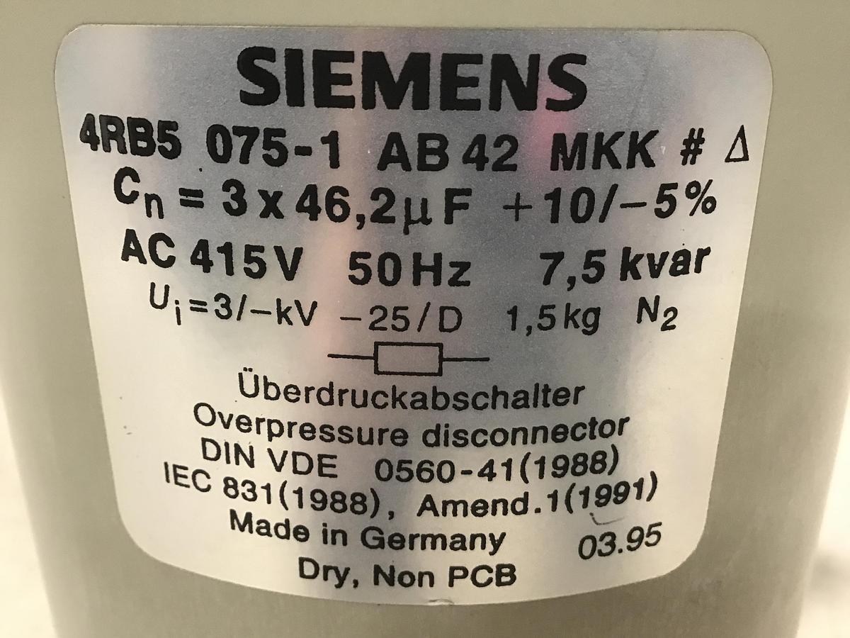 Used SIEMENS 4RB5 075-1 AB42 MKK Capacitor Used #140916