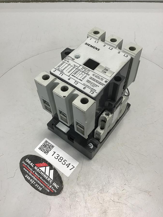 Used SIEMENS 3TF48 CONTACTOR USED #138547