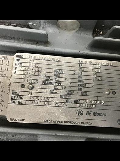 Used GENERAL ELECTRIC / GE 20 HP Motor 5K286QNB6001A #128623