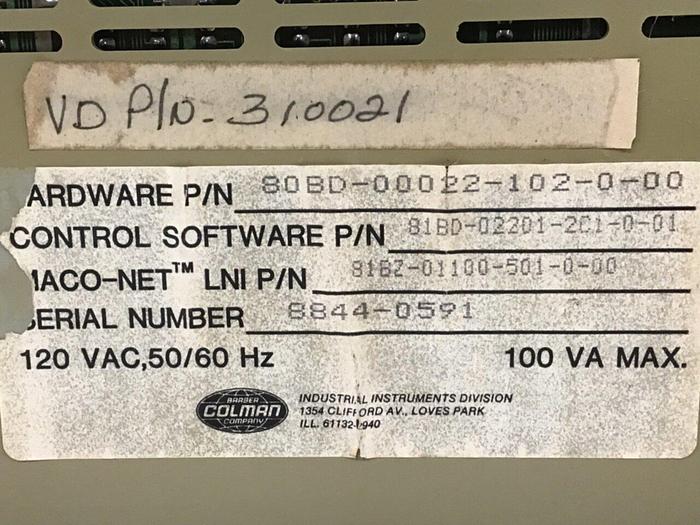 Used BARBER COLMAN Process Control 80BD-00022-102-0-00 #112278