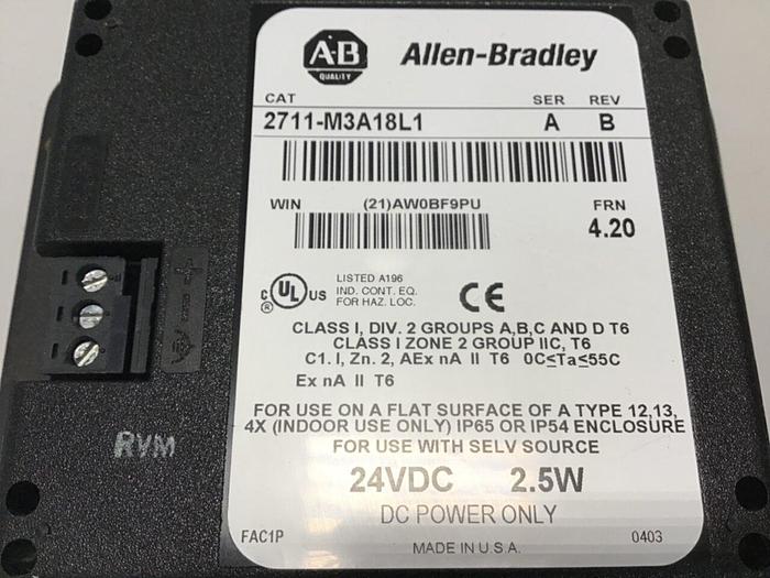 Used ALLEN BRADLEY Panel View 300 Micro 2711-M3A18L1 Used