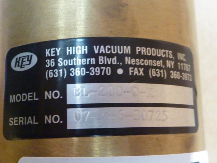 Used KEY HIGH VACUUM PRODUCTS INC Valve BL-200-0-K #40615