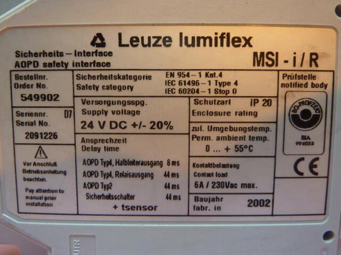 Used LEUZE Safety Relay MSI-I/R #37634
