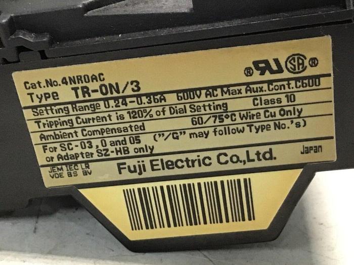 Used FUJI ELECTRIC Overload Relay TR-ON/3 4NROAC Used
