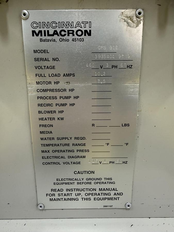 Used DNL / not cleaned CINCINNATI MILACRON CMS 912 Grinder USED