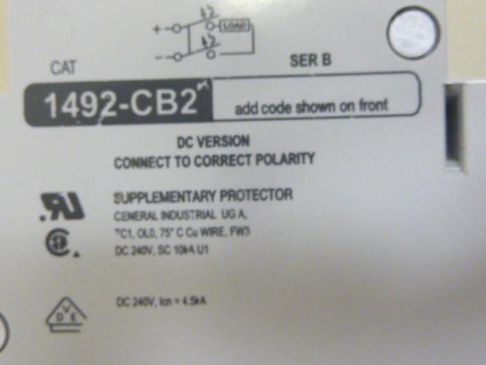 Used ALLEN BRADLEY 10 Amp Circuit Breaker 1492-CB2/DG100 SER B #63775