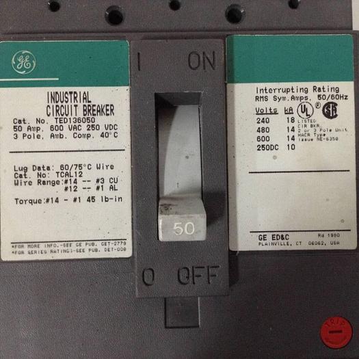 Used GE 50 Amp Circuit Breaker TED136050 #90188