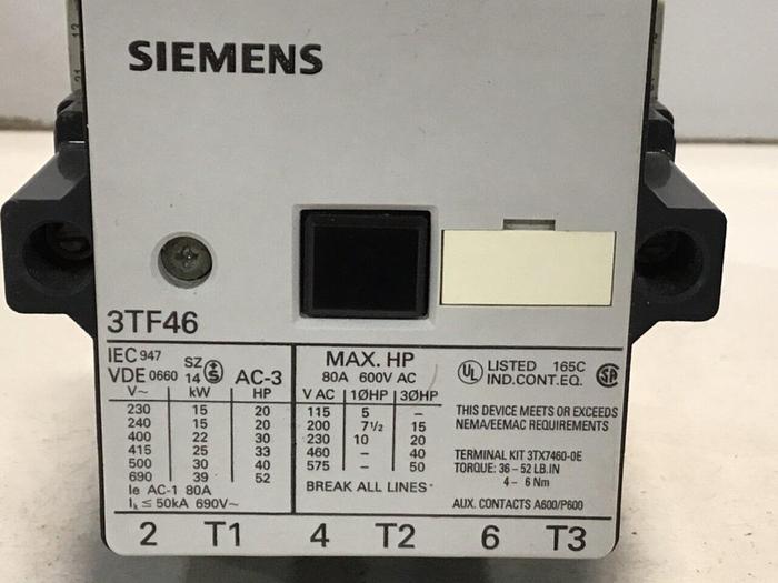 Used SIEMENS Contactor 3TF4622-OAK6 #122519