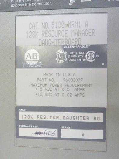 Used ALLEN BRADLEY Resourse Manager Host Board 5130-RM SER A #43876