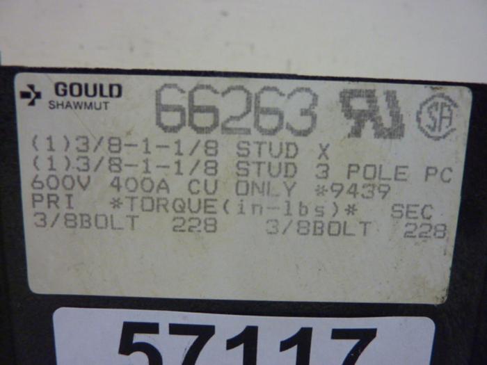 Used GOULD 400 Amp Fuse Block 66263 #57117