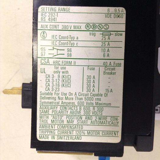 Used SPRECHER & SCHUH Overload Relay CT 3-12 #76122