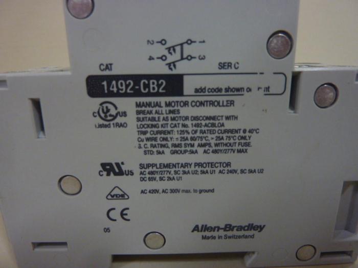 Used ALLEN BRADLEY 5 Amp Circuit Breaker 1492-CB2/G050 SER C #46995