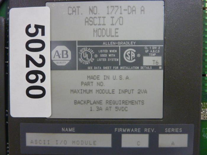 Used ALLEN BRADLEY I/O Module 1771-DA SER A #50261