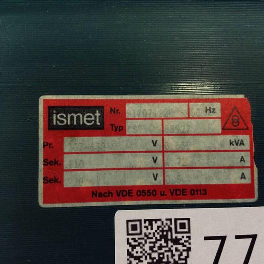 Used ISMET 0.630 kVA Transformer CST 58927 #92467