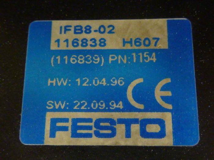 Used FESTO Control Block / Valve Terminal IFB8-02 #52831