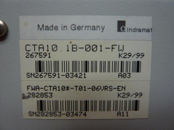 Used INDRAMAT CTA10-1 Operator Interface CTA10.1B-001-FW Used