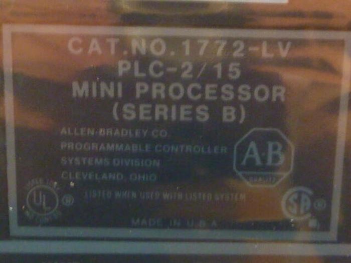 ALLEN BRADLEY Processor Module 1772-LV SER B #28879