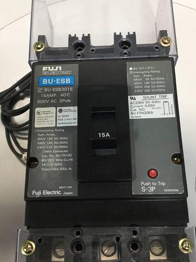 Used FUJI ELECTRIC 15 Amp Circuit Breaker BU-ESB3015 #96535