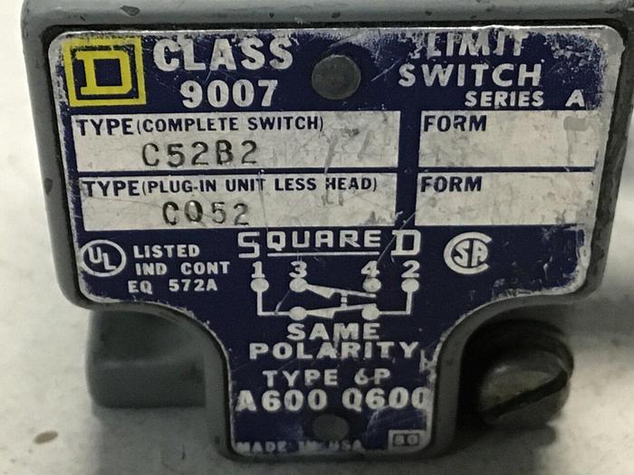 Used SQUARE D Limit Switch 9007-C52B2 Used