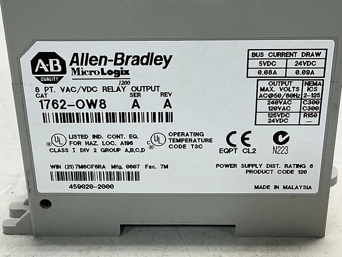 Used ALLEN BRADLEY 1762-OW8 SER A