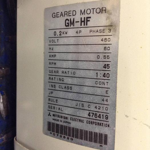 Used MITSUBISHI Geared Motor GM-HF #78230