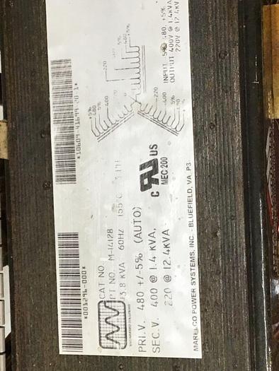 Used MARELCO POWER SYSTEM 13.8 kVA Transformer M-14128 #131582