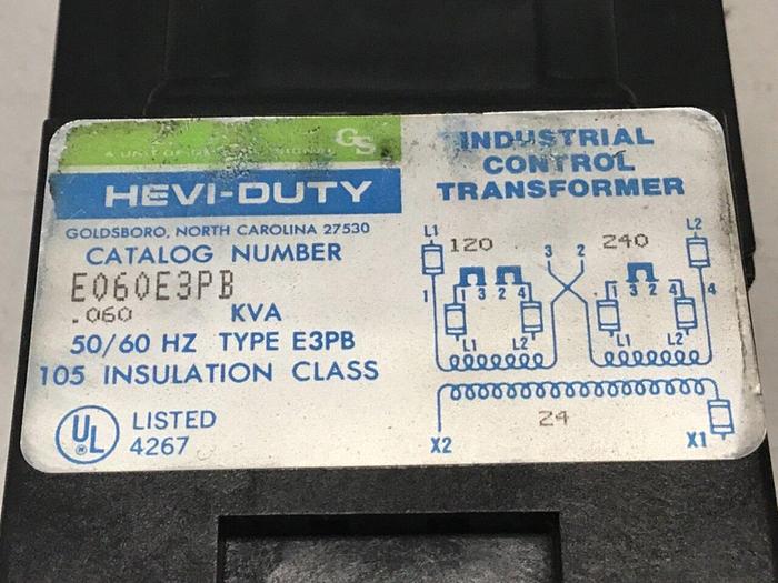Used GENERAL SIGNAL .060 kVA Transformer Control E060E3PB #124976