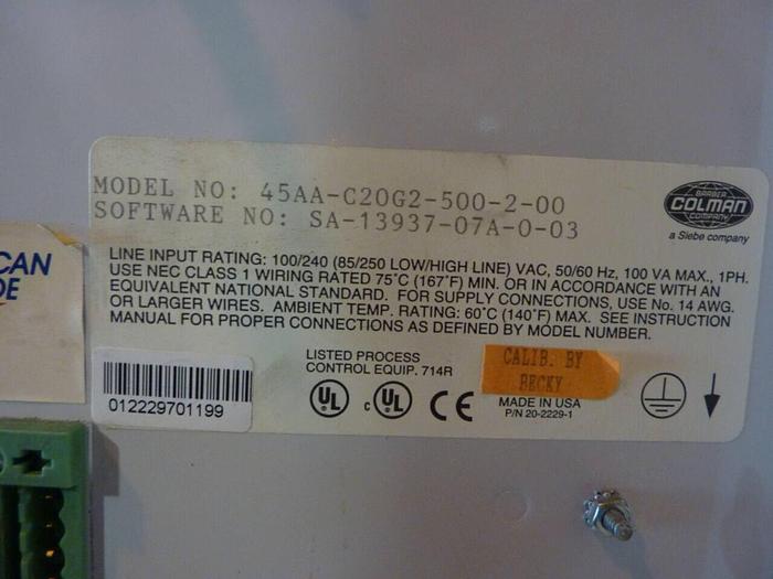 Used BARBER COLMAN Control Card Rack 45AA-C20G2-500-2-00 Used