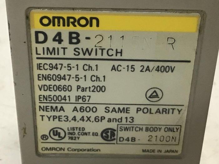 Used OMRON Limit Switch D4B-2115N-R #121510