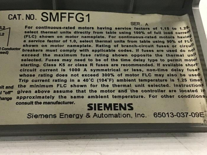 SIEMENS Starter Switch SMFFG1 #124895