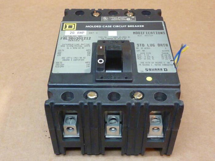 Used SQUARE D 20 Amp Circuit Breaker FAL360201212 USED