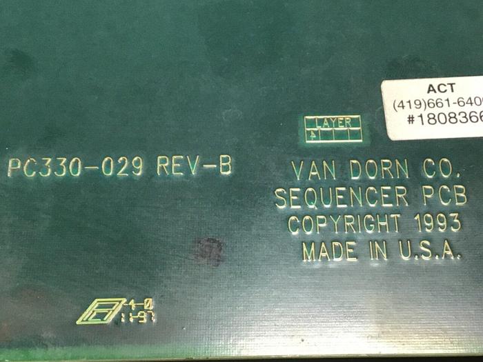 Used VAN DORN Sequencer Circuit Board PC330-029 330-029 Used