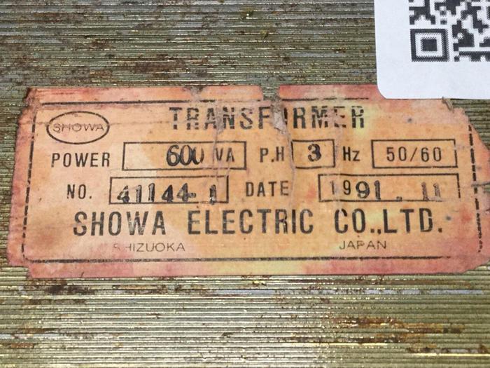 Used SHOWA 0.6 kVA Transformer 41144-1 #102116