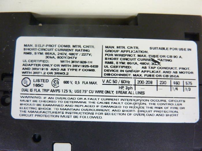 Used SIEMENS Motor Starter 3RV1021-0FA10 #45559